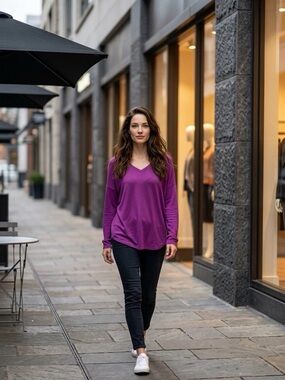 CAbi V-Neck Long Sleeve Top in Lilac small EUC